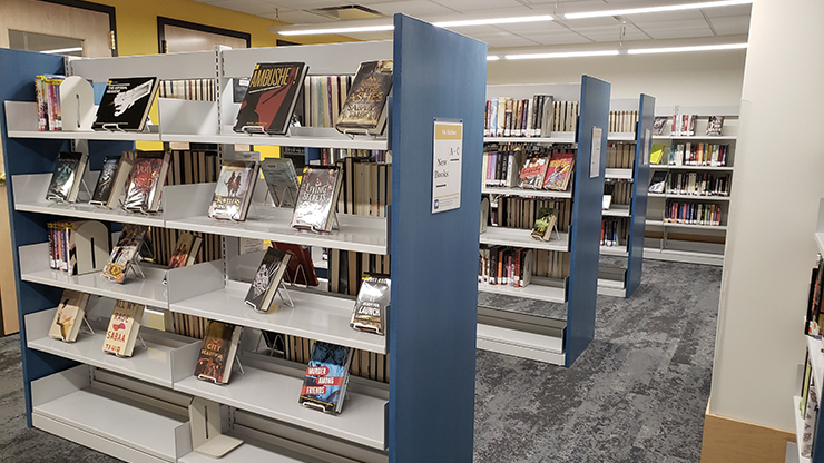Teen area showing book stacks