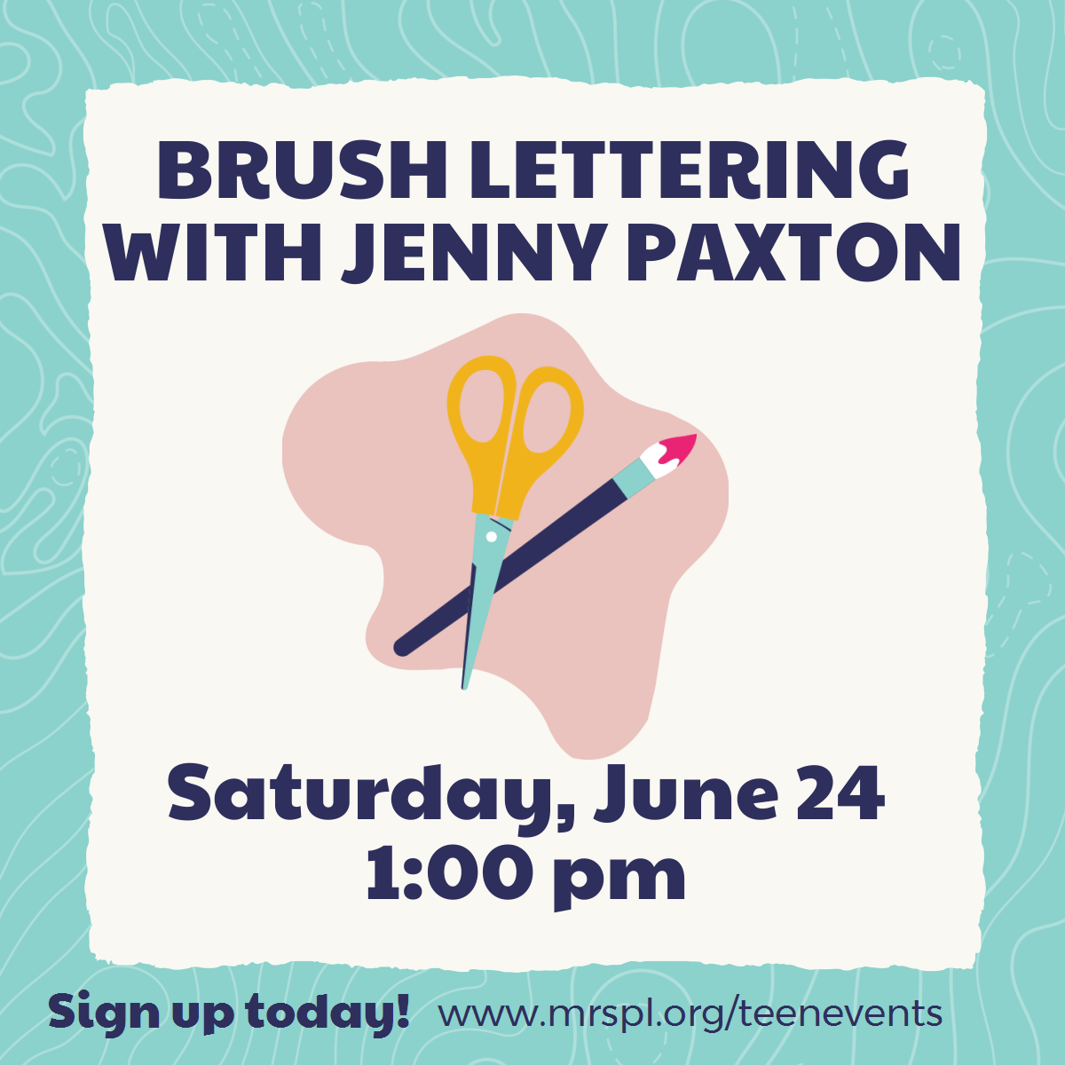 Brush Lettering with Jenny Paxton Saturday June 24 at 1pm