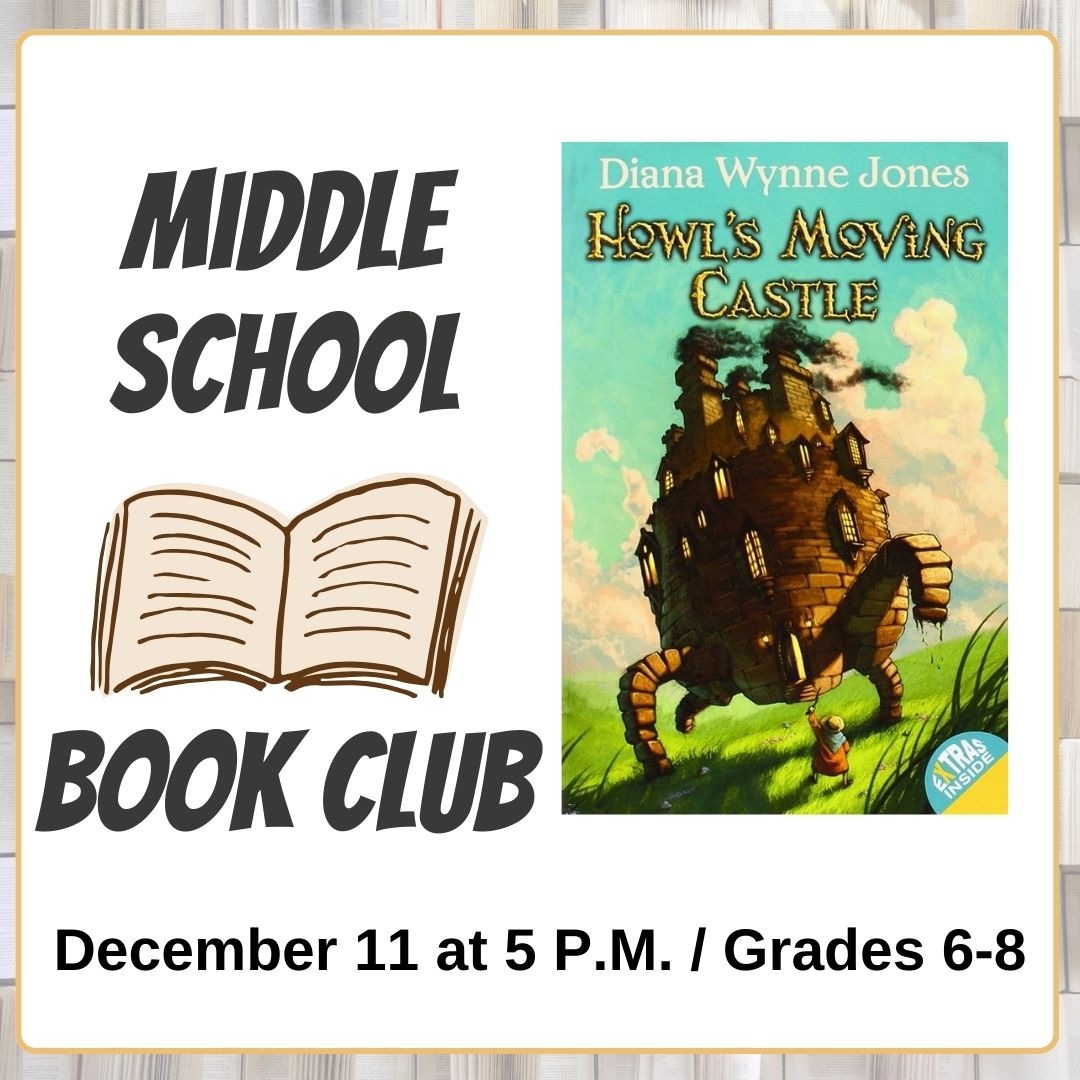 Middle School Book Club December 11 at 5 p.m. grades 6-8