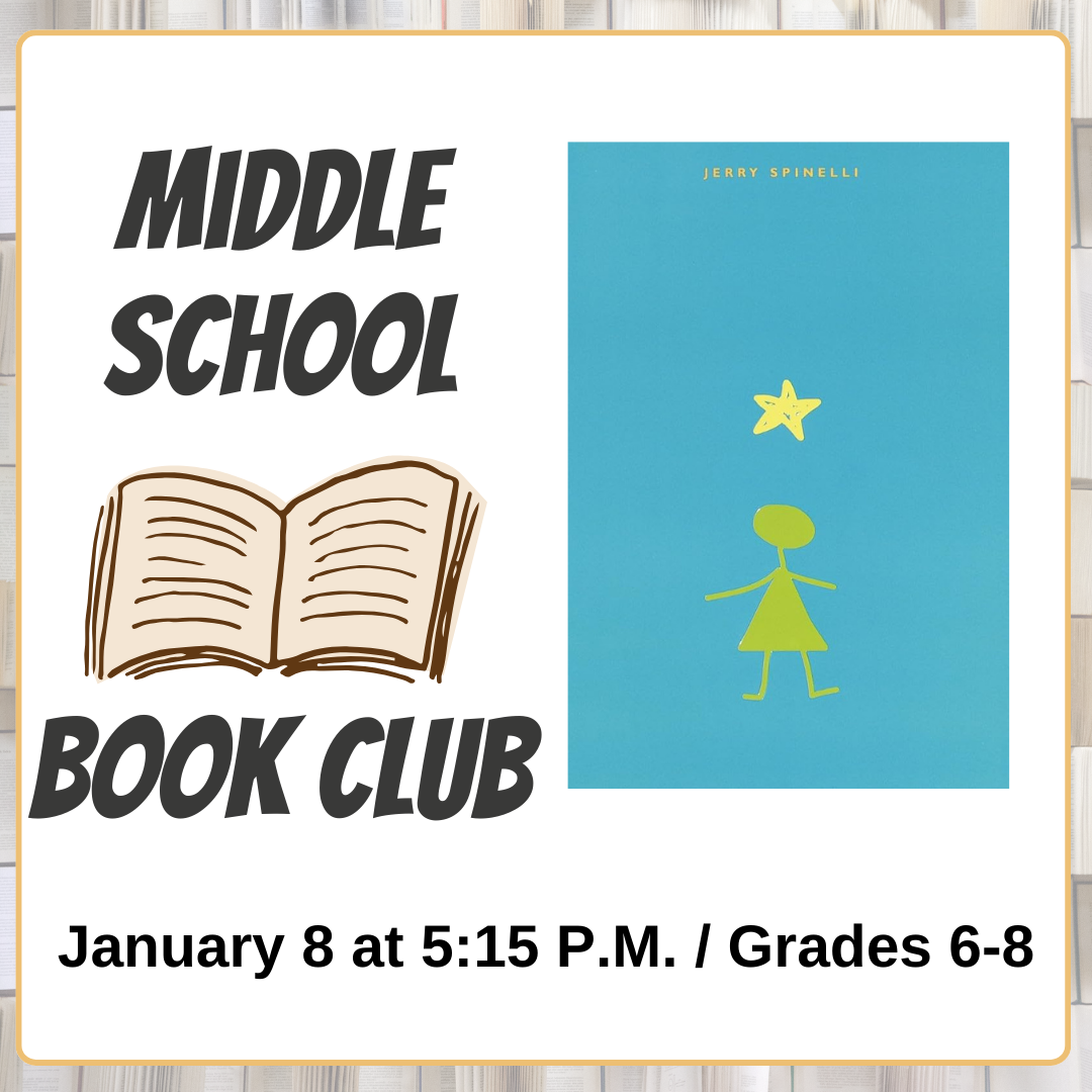 middle school book club, januar 8 5:15 pm, stargirl by jerry spinelli